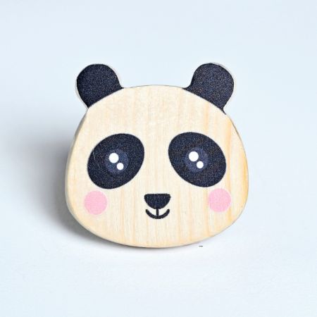 Handmade Pine Wood Panda Knob for Kids Furniture